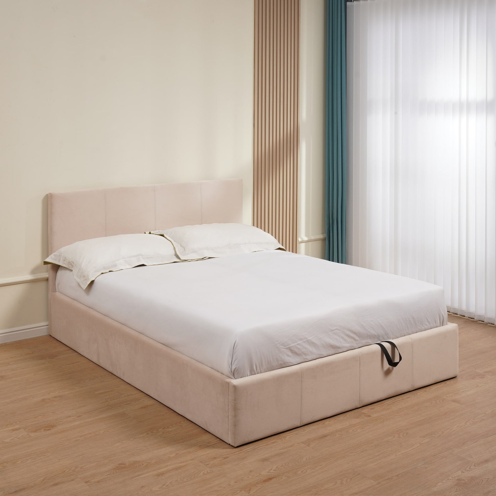 LIT COFFRE BASTIEN VELOURS BEIGE 160X200