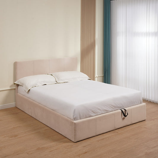 LIT COFFRE BASTIEN VELOURS BEIGE 160X200
