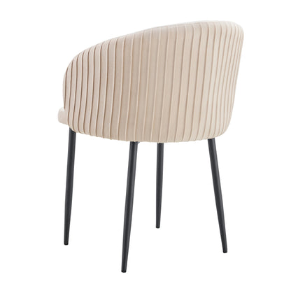 CHAISE AVEC ACCOUDOIR CARLITA BEIGE PIED METAL NOIR