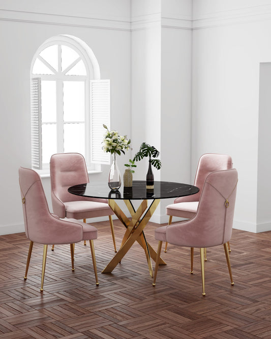 TABLE REPAS JESSICA GOLD MARBRE NOIR 120X75 cm