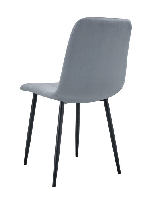 CHAISE ELISA PIED METAL NOIR VELOURS GRIS