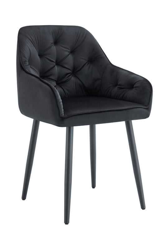 CHAISE AVEC ACCOUDOIR JADE PIEDS METAL NOIR VELOURS NOIR