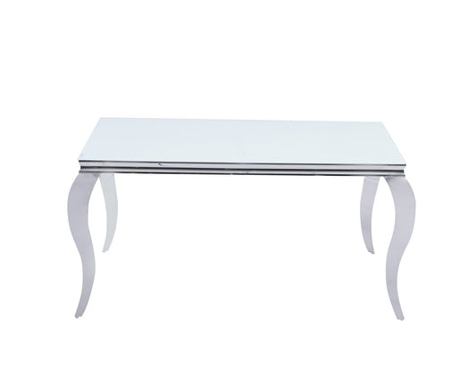TABLE REPAS BAROQUE CHROME BLANC ULRTA 180x90x75 cm