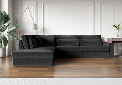 CANAPE LE BRISTOLA ANGLE GAUCHE VELOURS ANTHRACITE 315X230cm