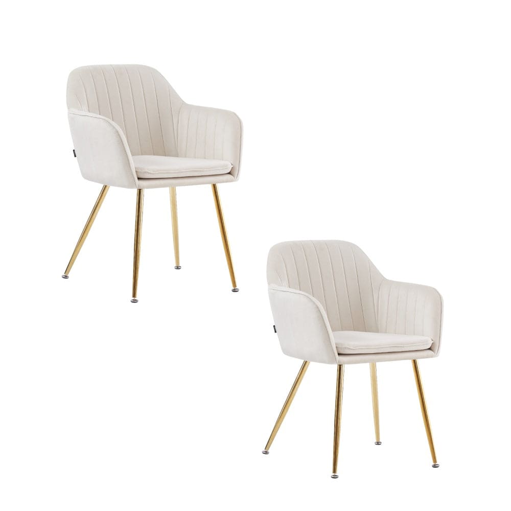 Lot de 2 chaises Chic KANVAS en velours pieds Gold