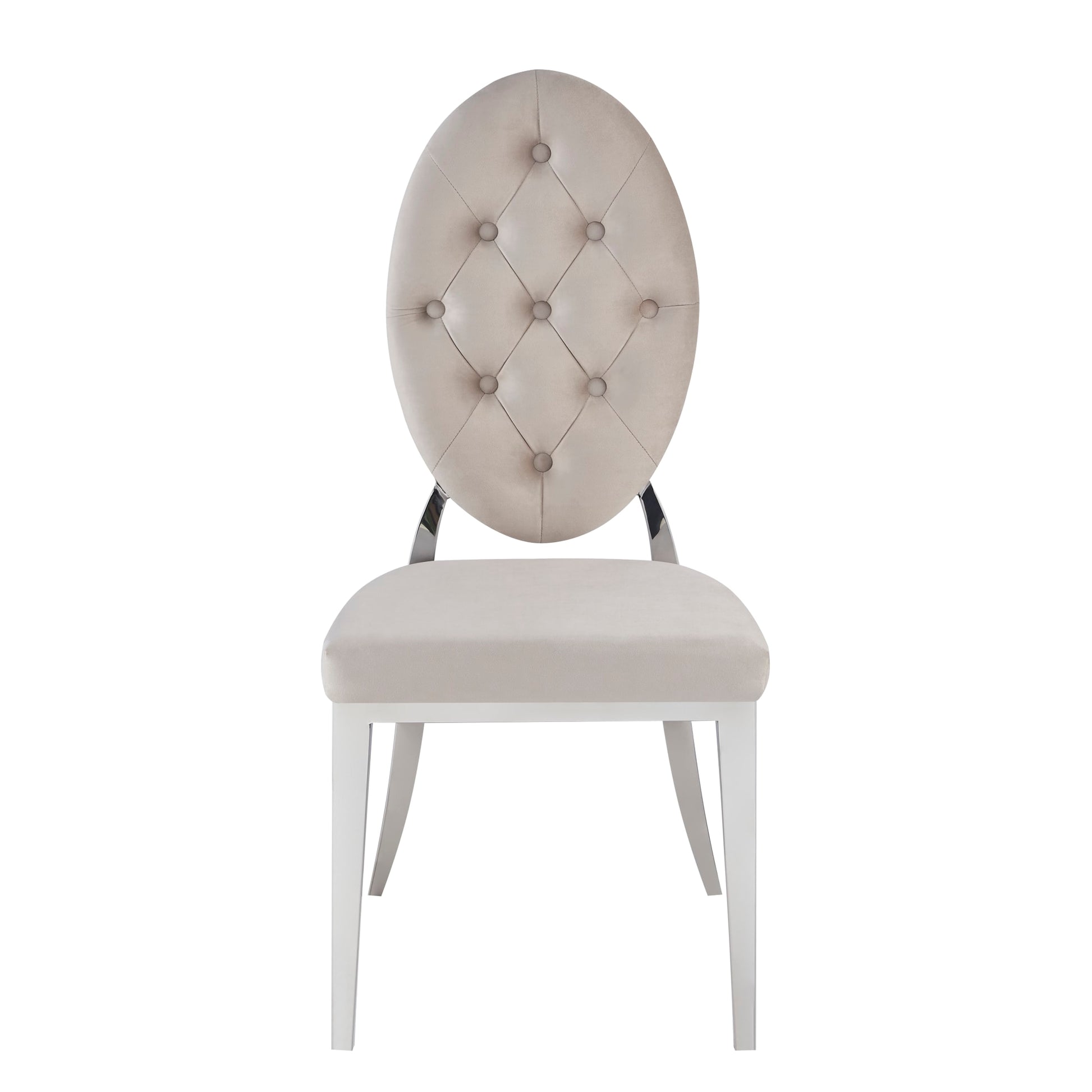 CHAISE MEDAILLON CAPITONNEE CHROME VELOURS MOKA