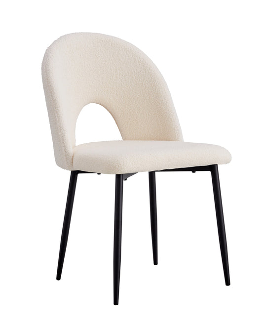 CHAISE TEDDY DOUDOU BEIGE PIED METAL NOIR