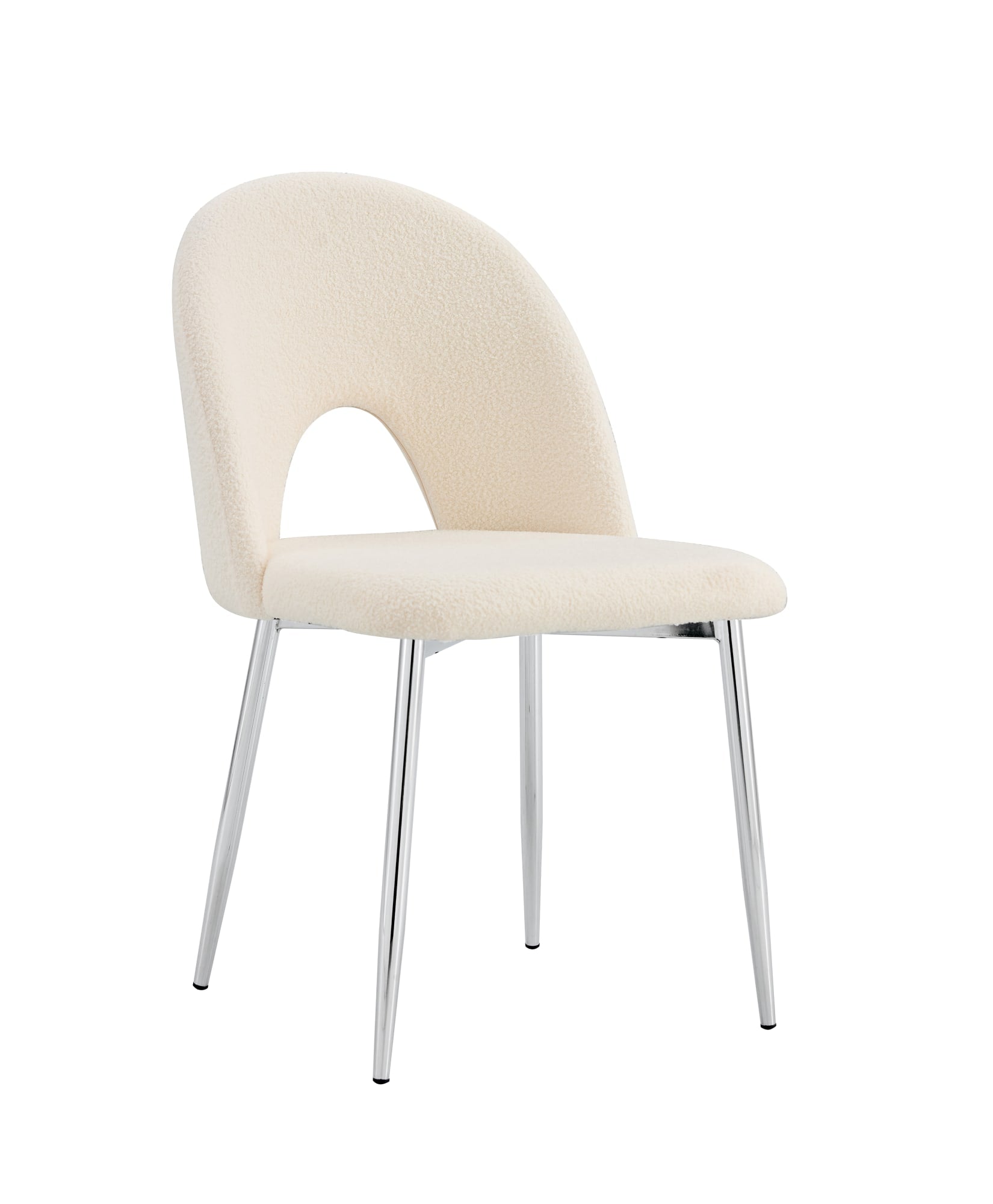CHAISE TEDDY DOUDOU BEIGE PIED CHROME
