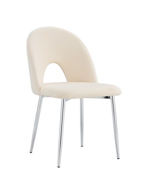 CHAISE TEDDY DOUDOU BEIGE PIED CHROME