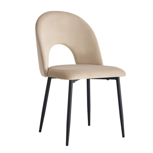 CHAISE TEDDY VELOURS TAUPE PIED METAL NOIR