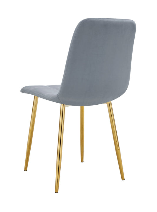 CHAISE ELISA PIED GOLD VELOURS GRIS