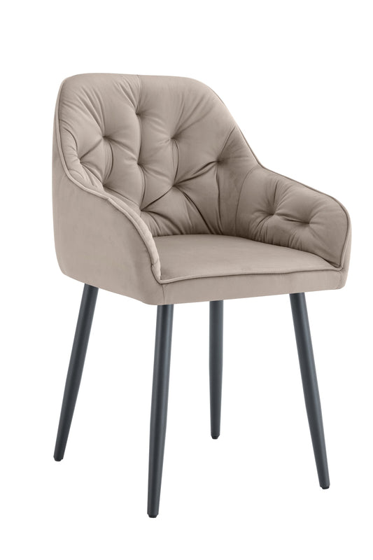 CHAISE AVEC ACCOUDOIR JADE PIEDS METAL NOIR VELOURS TAUPE