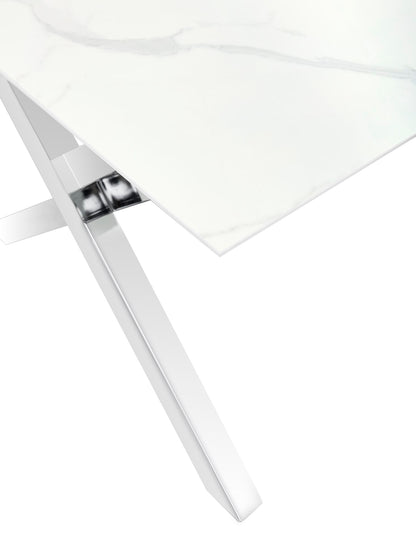 TABLE BASSE IXE CHROME MARBRE BLANC 120x60x45cm