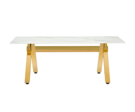 TABLE BASSE IXE GOLD MARBRE BLANC 120x60x45cm