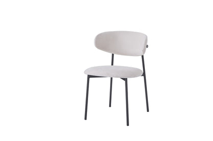 CHAISE LULU PIEDS METAL NOIR SERGE BEIGE