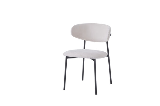 CHAISE LULU PIEDS METAL NOIR SERGE BEIGE
