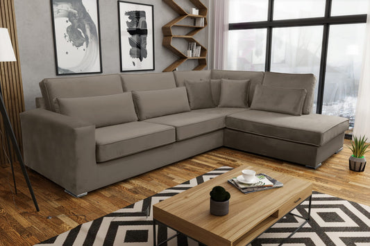 CANAPE BRISTOL ANGLE DROIT VELOURS MOKA 316x230cm