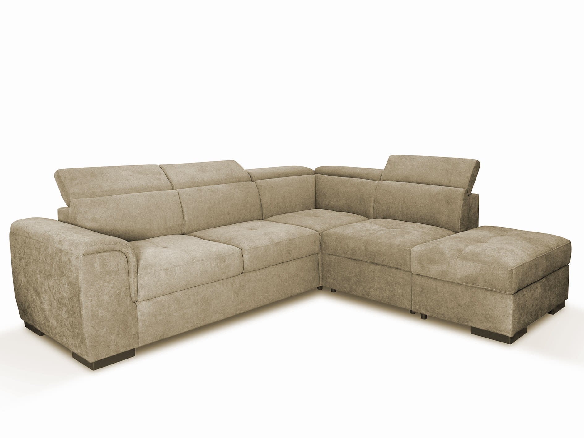 CANAPE CAPRI CONVERTIBLE ANGLE REVERSIBLE TISSUS BEIGE WATERPROOF 264X255CM