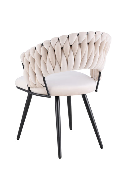CHAISE CAROLINA PIEDS METAL NOIR VELOURS BEIGE