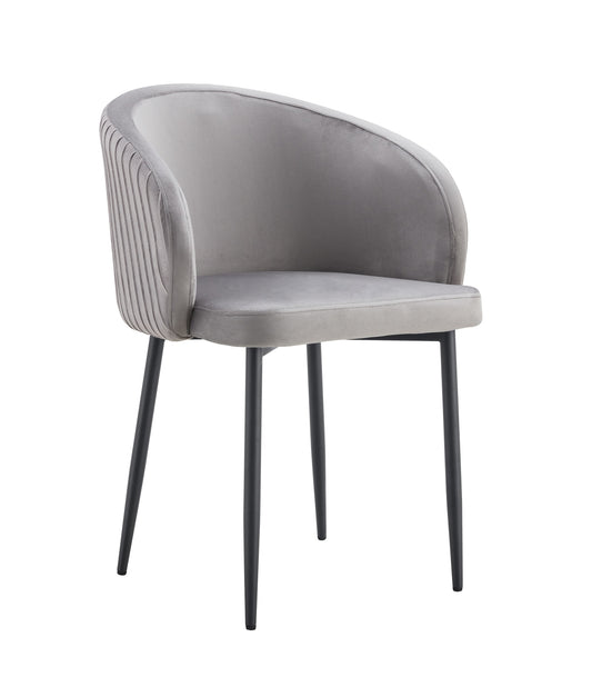 CHAISE AVEC ACCOUDOIR CARLITA GRIS PIED METAL NOIR