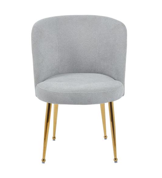 CHAISE SACHA PIEDS GOLD ASSISE GRIS TISSU EFFET LIN