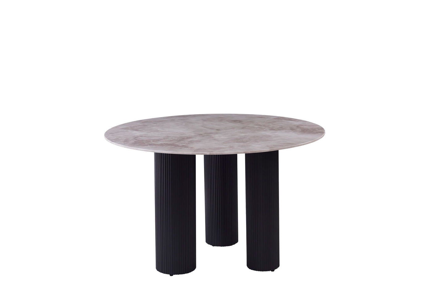 TABLE REPAS ANAÏS PIEDS NOIR PLATEAU CERAMIQUE MARBRE GRIS 120CM