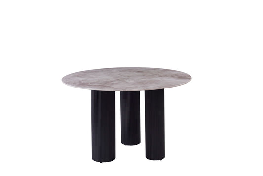 TABLE REPAS ANAÏS PIEDS NOIR PLATEAU CERAMIQUE MARBRE GRIS 120CM