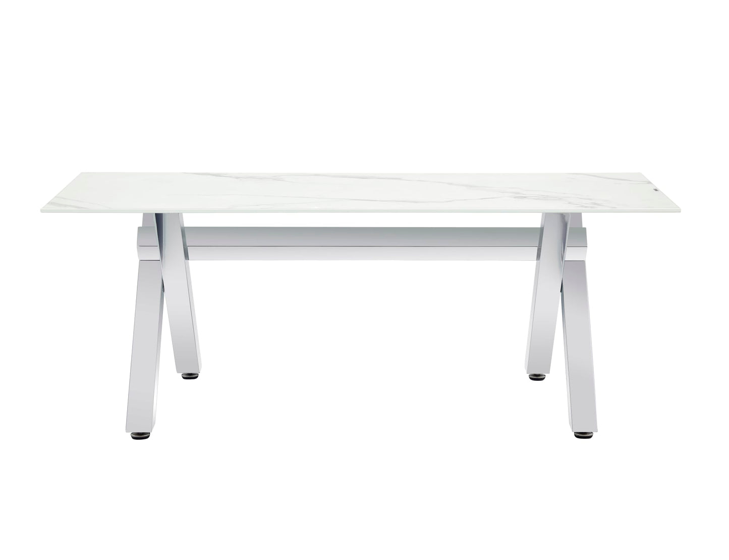 TABLE BASSE IXE CHROME MARBRE BLANC 120x60x45cm