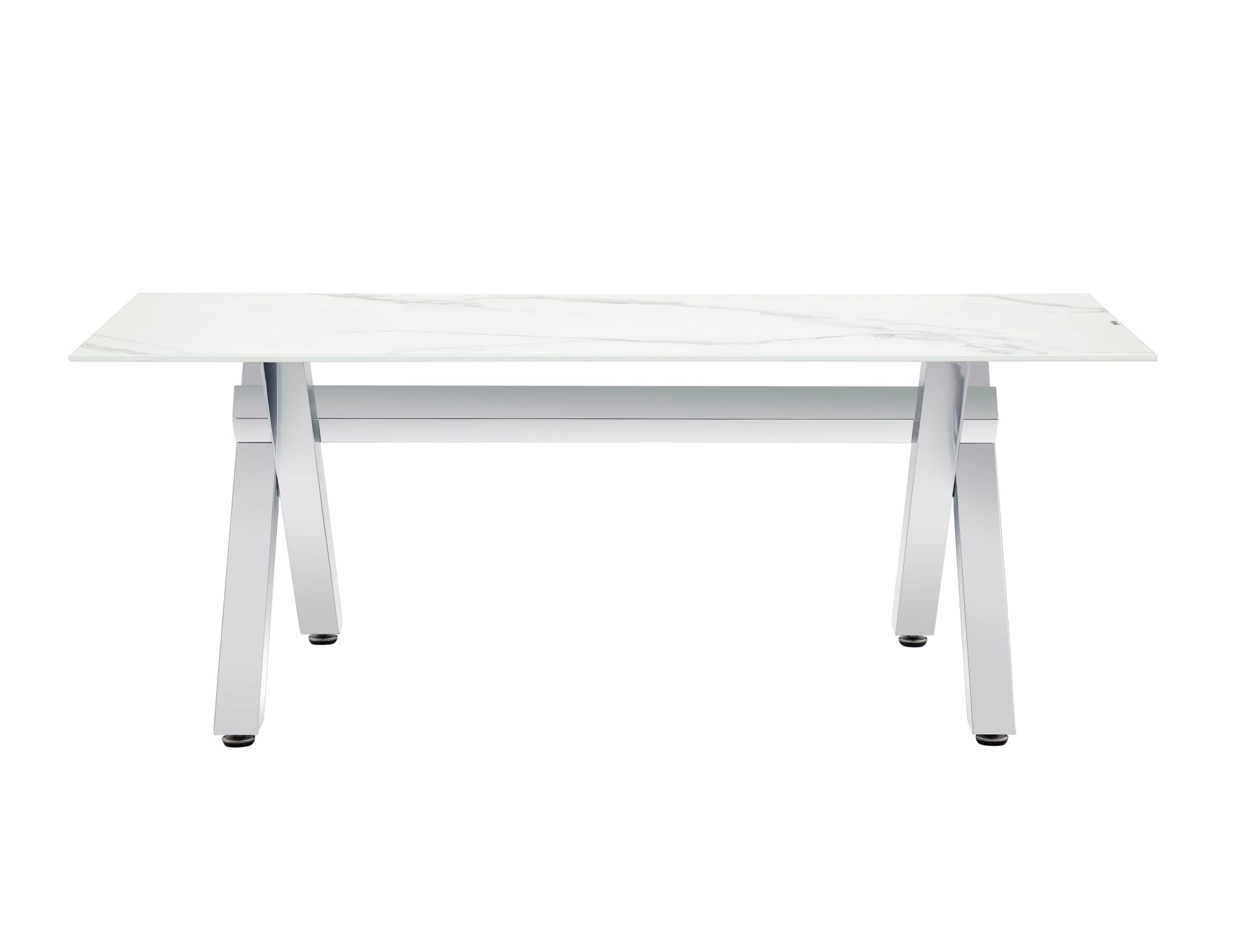TABLE BASSE IXE CHROME MARBRE BLANC 120x60x45cm