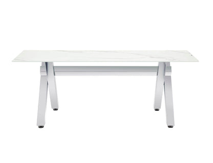 TABLE BASSE IXE CHROME MARBRE BLANC 120x60x45cm