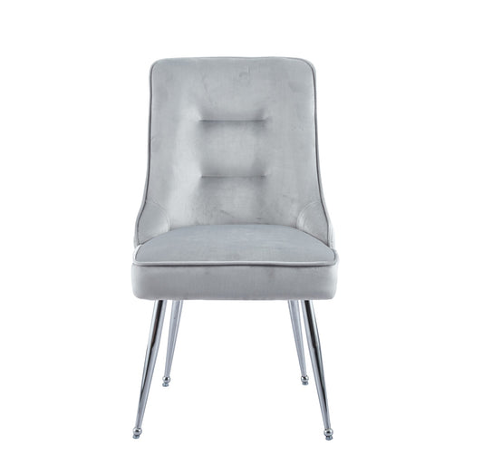 CHAISE ZIP CHROME VELOURS GRIS