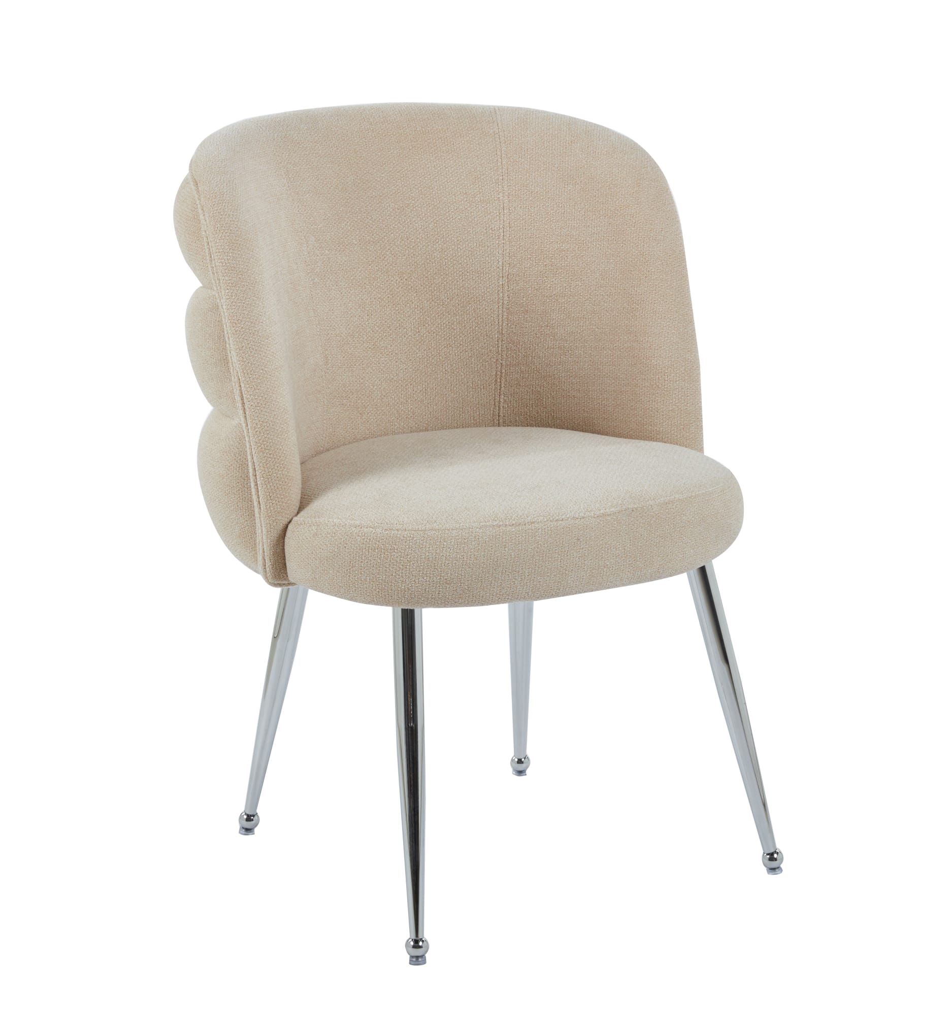 CHAISE SACHA PIEDS CHROME ASSISE MOKA TISSU EFFET LIN