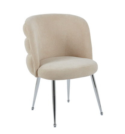CHAISE SACHA PIEDS CHROME ASSISE MOKA TISSU EFFET LIN