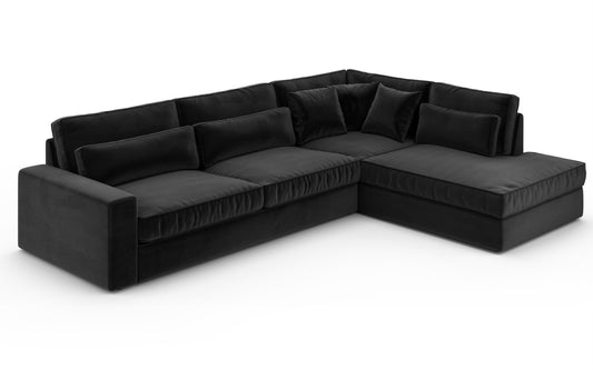 CANAPE LE BRISTOLA ANGLE DROIT VELOURS ANTHRACITE 315X230cm