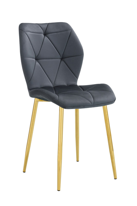 CHAISE COQUILLAGE VELOURS ANTHRACITE PIED GOLD