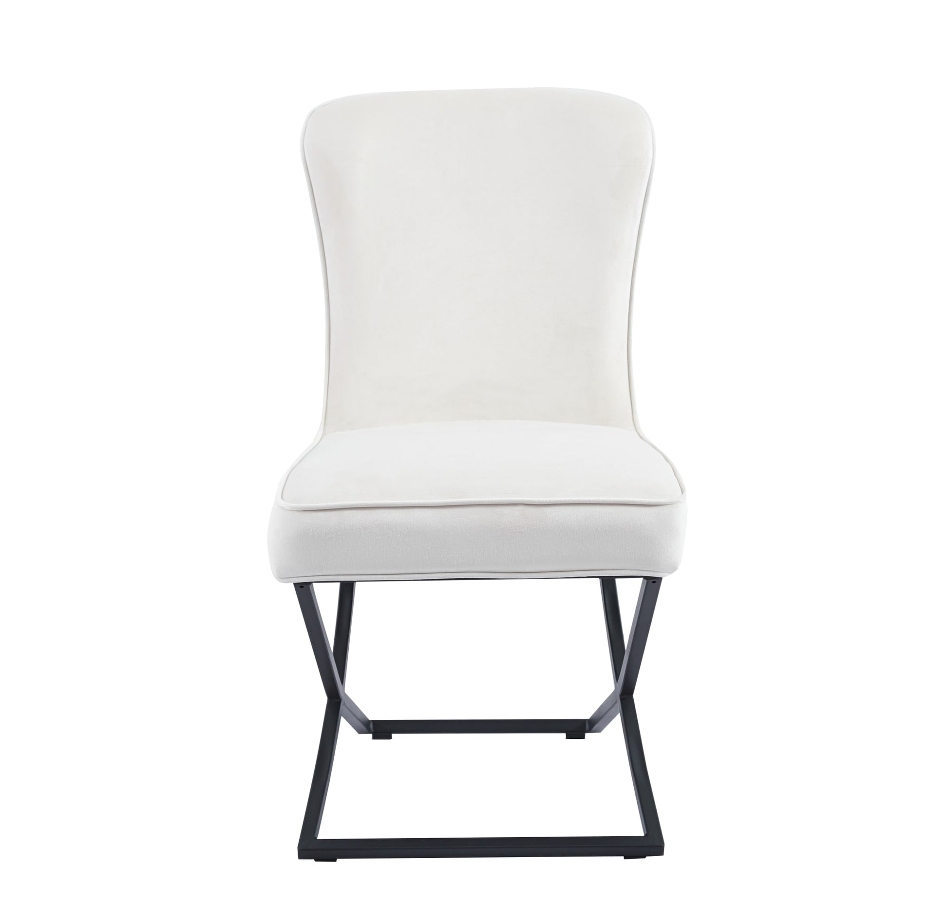 CHAISE GABRIELLE METAL NOIR VELOURS ECRU
