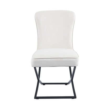 CHAISE GABRIELLE METAL NOIR VELOURS ECRU