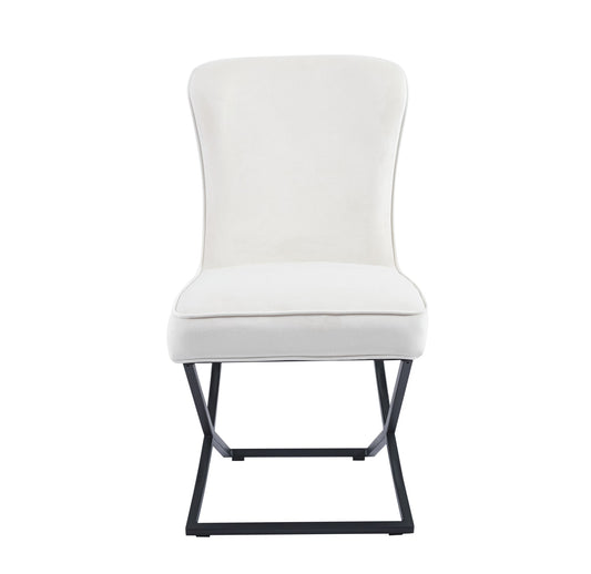 CHAISE GABRIELLE METAL NOIR VELOURS ECRU