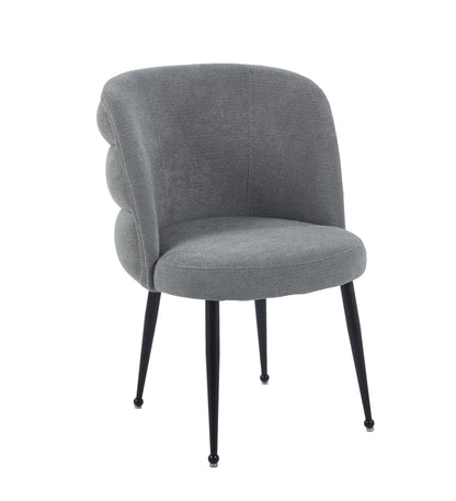 CHAISE SACHA PIEDS METAL NOIR ASSISE ANTHRACITE TISSU EFFET LIN