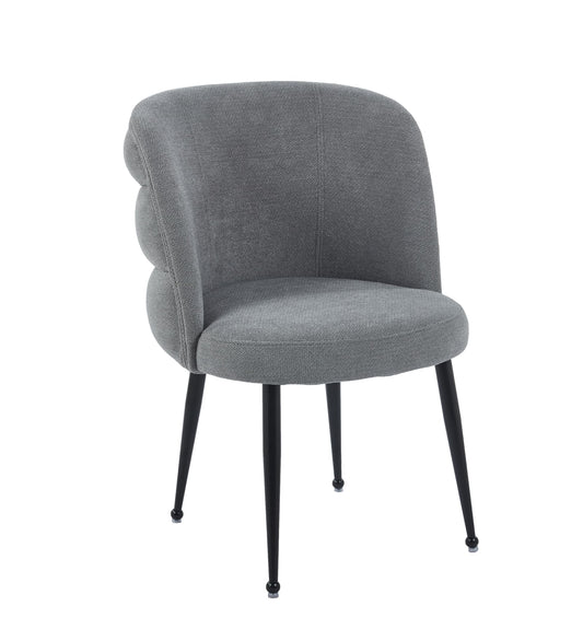 CHAISE SACHA PIEDS METAL NOIR ASSISE ANTHRACITE TISSU EFFET LIN