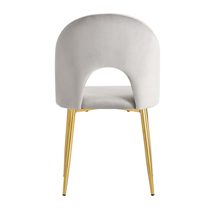 CHAISE TEDDY VELOURS GRIS PIED GOLD