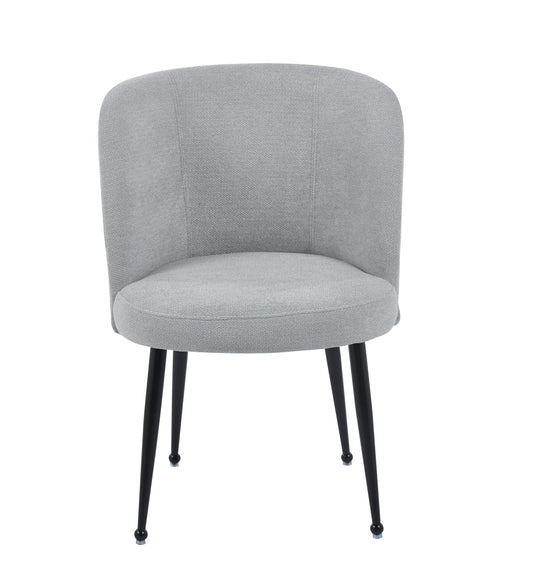 CHAISE SACHA PIEDS METAL NOIR ASSISE GRIS TISSU EFFET LIN