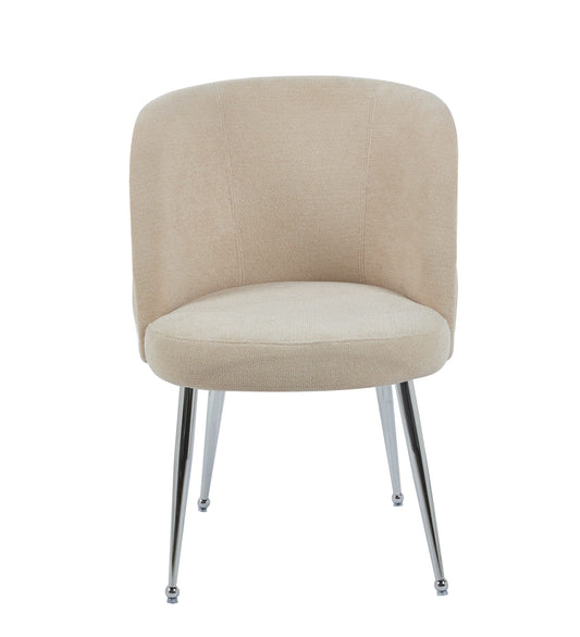 CHAISE SACHA PIEDS CHROME ASSISE MOKA TISSU EFFET LIN