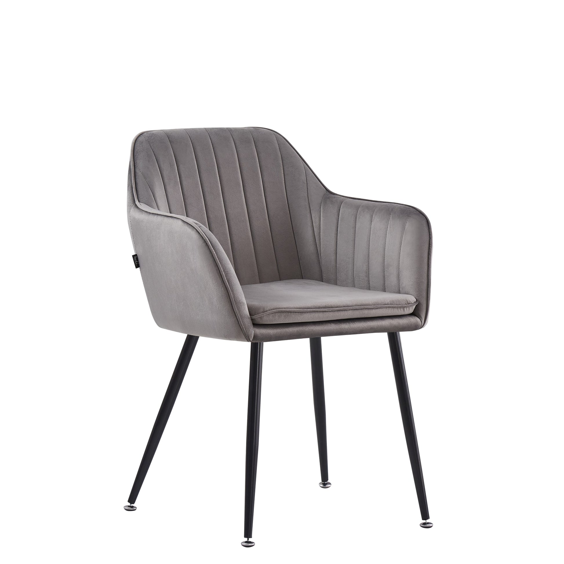 CHAISE AVEC ACCOUDOIR KANVAS PIEDS METAL NOIR VELOURS ANTHRACITE