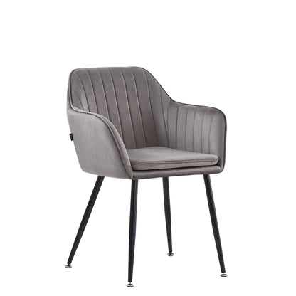 CHAISE AVEC ACCOUDOIR KANVAS PIEDS METAL NOIR VELOURS ANTHRACITE