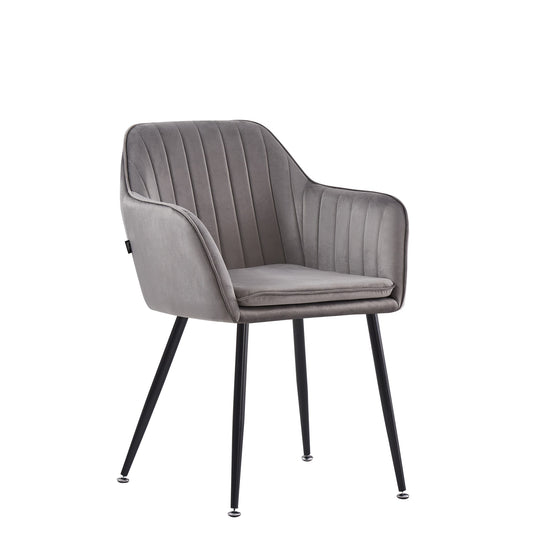 CHAISE AVEC ACCOUDOIR KANVAS PIEDS METAL NOIR VELOURS ANTHRACITE