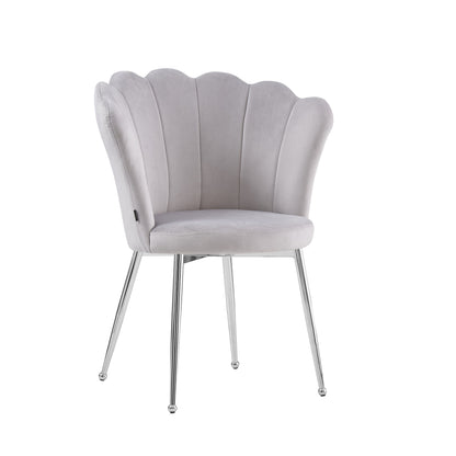 CHAISE NYMPHEA CHROME VELOURS GRIS