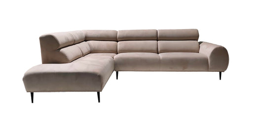 BELMONT CANAPE ANGLE GAUCHE VELOURS BEIGE
