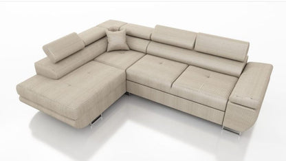 CANAPE TOULOUSE ANGLE GAUCHE COTELE ECRU 275x205cm