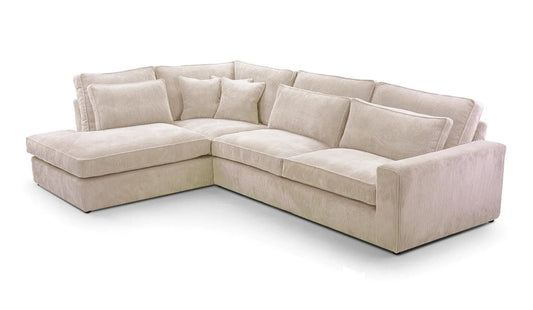 CANAPE BRISTOL ANGLE GAUCHE COTELE ECRU 316x230cm